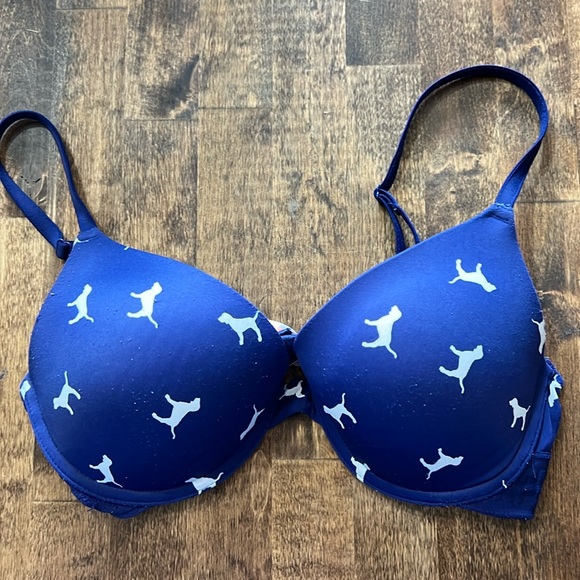 PINK Victoria's Secret Other - VICTORIA’S SECRET PINK Wear Everywhere Push Up Bra Navy Logo Dog Size 34C